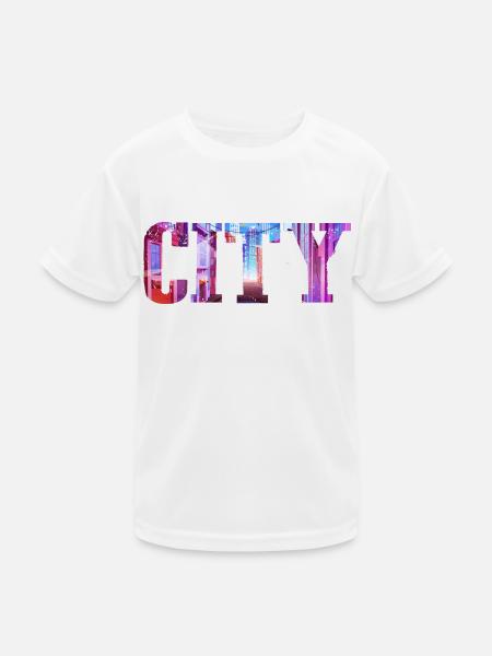City - Kinder Funktions-T-Shirt - Weiß - Vorne