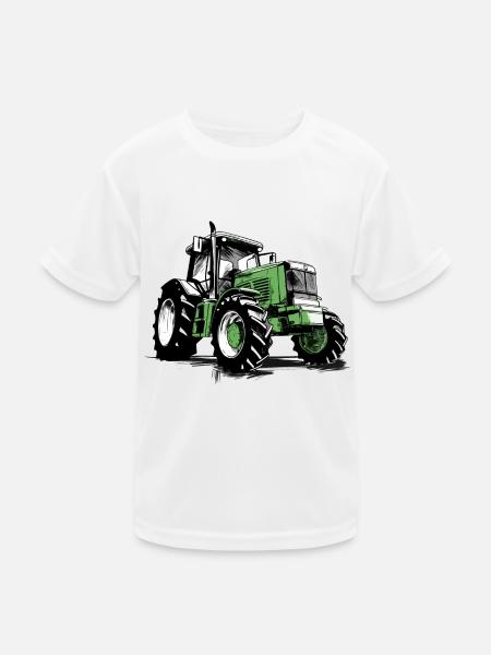 Tracteur vert - Funktionsshirt til børn - hvid