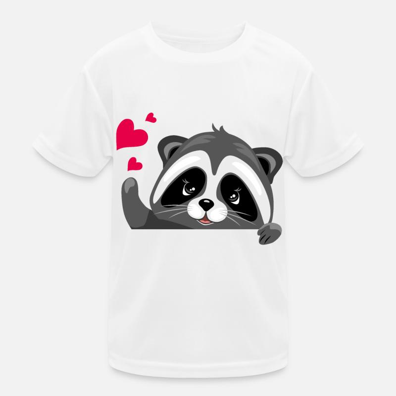 Jeter un coup d’œil mignon raton laveur avec des cœurs T-shirt sport Enfant