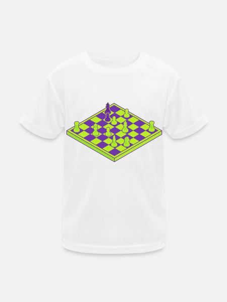 Neon Schachbrett - Kinder Funktions-T-Shirt - Weiß
