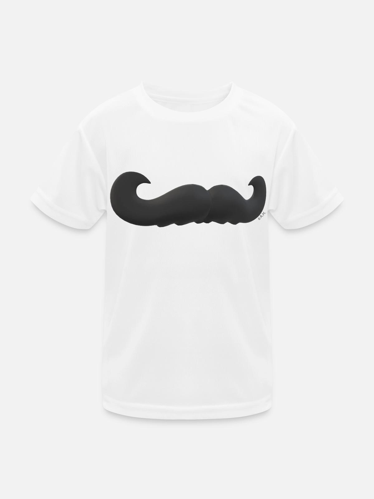 Schnurrbart - Kinder Funktions-T-Shirt - Weiß - Vorne