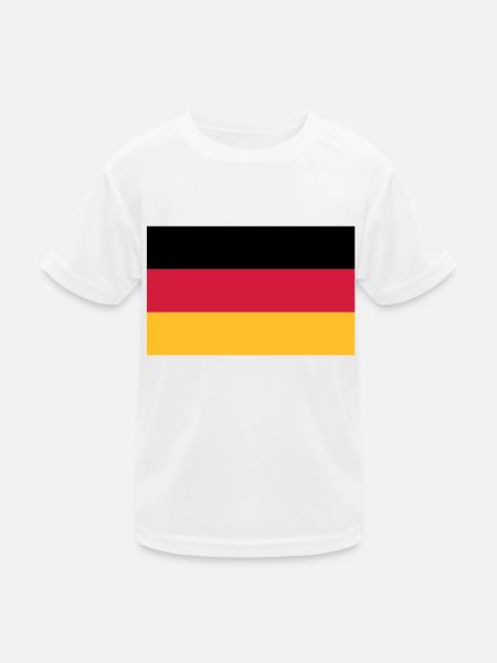 Deutschlandfahne - Kinder Funktions-T-Shirt - Weiß - Vorne