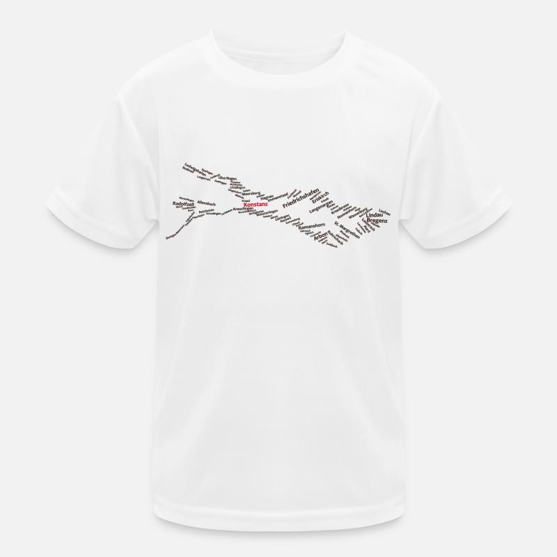 Bodensee | Ortsnamen | Konstanz | Schwarz - Rot Kinder Funktions-T-Shirt