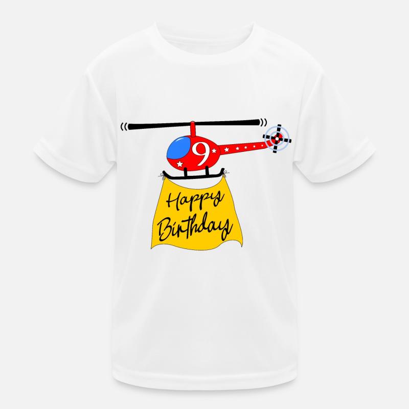 Hubschrauber Happy Birthday 9 Kinder Funktions-T-Shirt