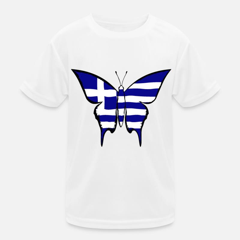 Drapeau de la Grèce papillon T-shirt sport Enfant
