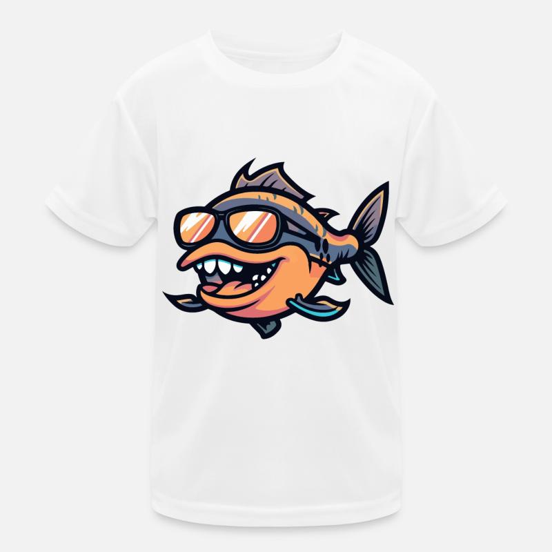 Piranha Fish Comic Cool - Kids Functional T-Shirt - white