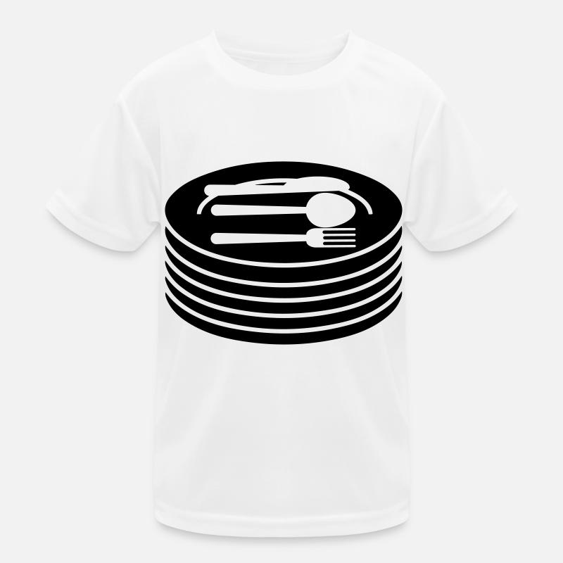 Geschirr Teller Besteck - Kinder Funktions-T-Shirt - Weiß