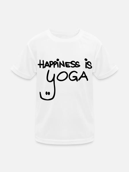 happiness is yoga - Kinder Funktions-T-Shirt - Weiß - Vorne