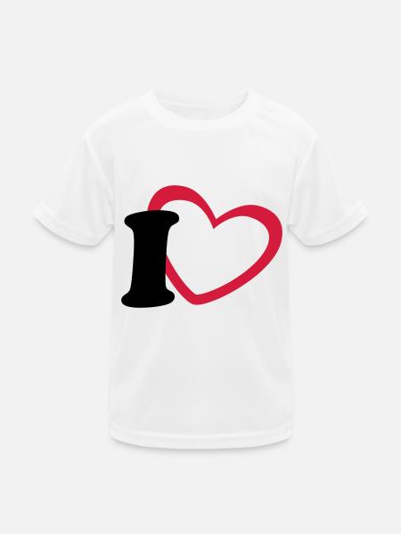i love - Kinder Funktions-T-Shirt - Weiß - Vorne