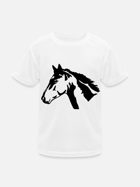 Pferdekopf - Kinder Funktions-T-Shirt - Weiß - Vorne