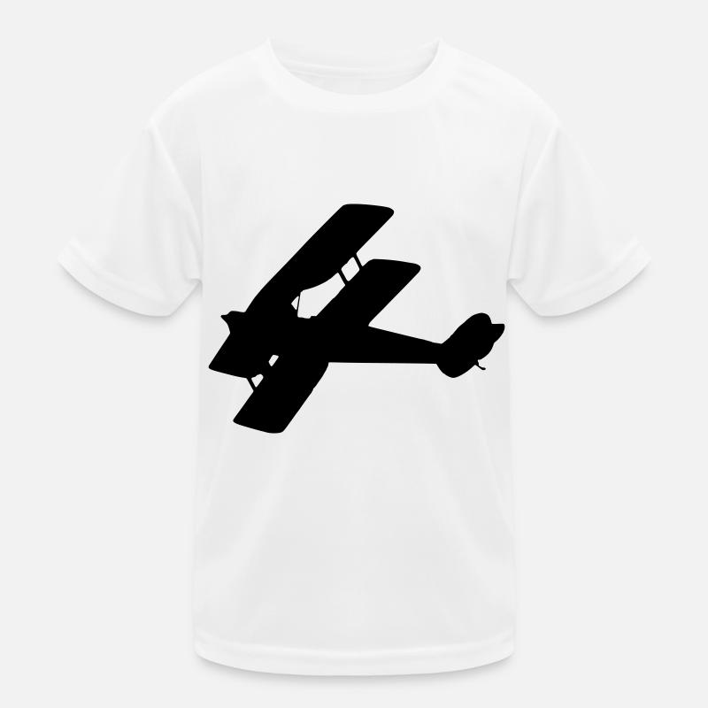 Biplane silhouette - Kids Functional T-Shirt - white