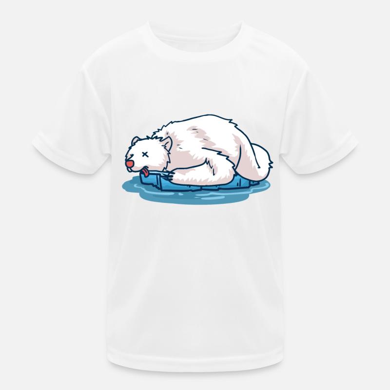 Toter Eisbär auf einer Eisscholle Rip Klimawandel Kinder Funktions-T-Shirt