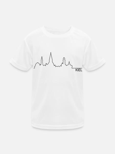 Skyline Kiel Silhouette Name - Kinder Funktions-T-Shirt - Weiß