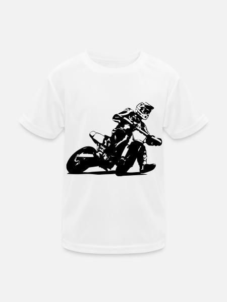 Supermoto Racer - Kinder Funktions-T-Shirt - Weiß - Vorne