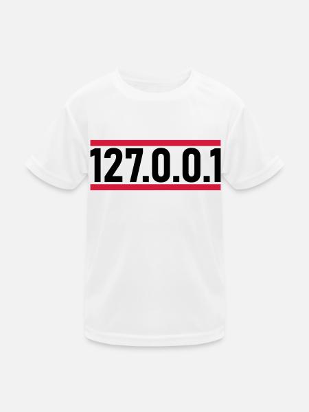 127 0 0 - Kinder Funktions-T-Shirt - Weiß - Vorne