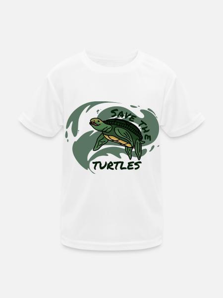 Rettet die Schildkröten Wasser Meer Plastik Welle - Kinder Funktions-T-Shirt - Weiß - Vorne