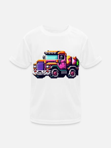 Der Pixel Truck Nr. 1 - Kinder Funktions-T-Shirt - Weiß - Vorne