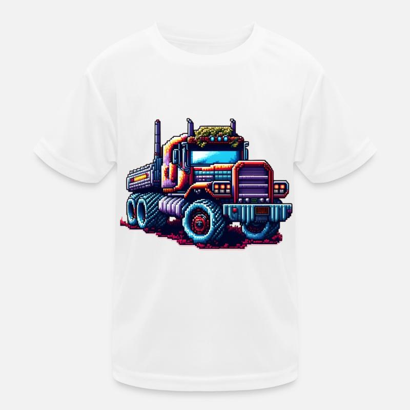 Pixel Truck No. 3 - Kids Functional T-Shirt - white