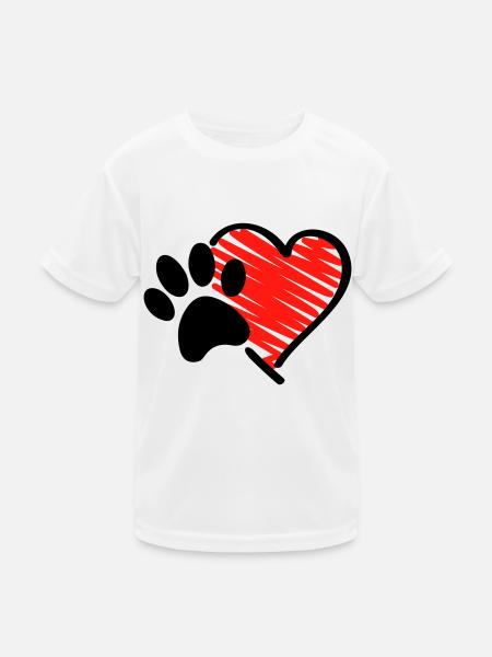 pfote herz - Kinder Funktions-T-Shirt - Weiß - Vorne