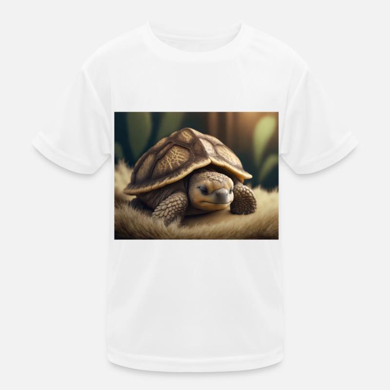 Cute animals doing hibernation – turtle - Kids Functional T-Shirt - white