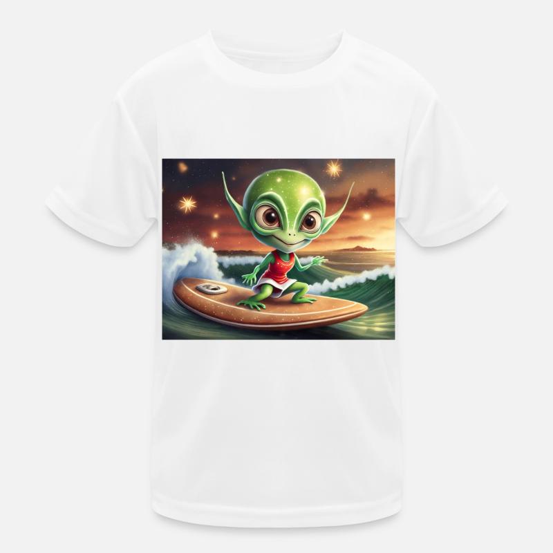 mignon petit vert rétro vintage alien surf T-shirt sport Enfant