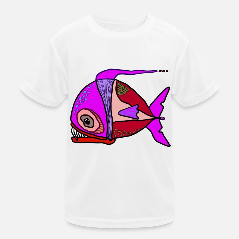 Bunter Surrealfisch Patchwork Kinder Funktions-T-Shirt