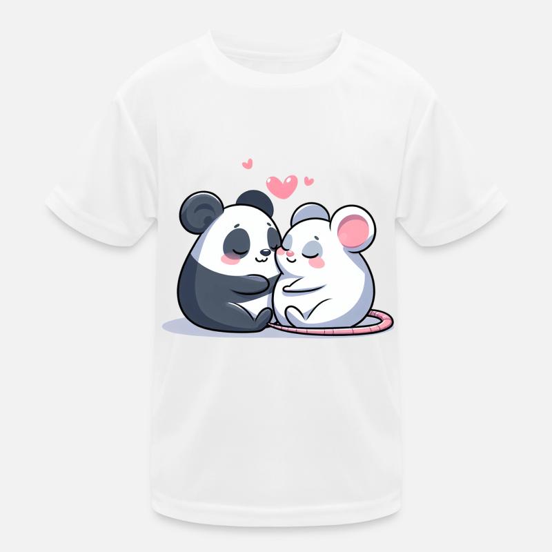 Cuddling Panda And Mouse In Love Kids Functional T-Shirt