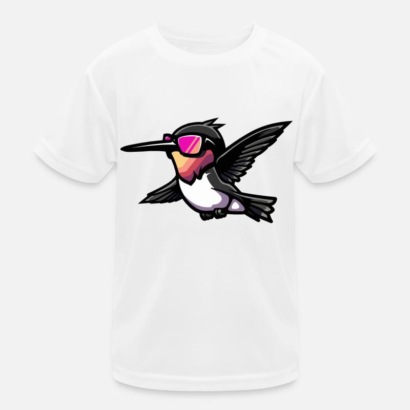 Hummingbird Bird Comic Cool - Kids Functional T-Shirt - white