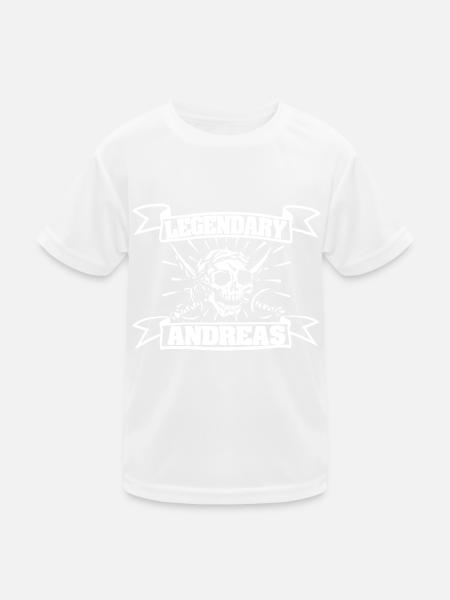 Andreas als Vorname - Kinder Funktions-T-Shirt - Weiß - Vorne