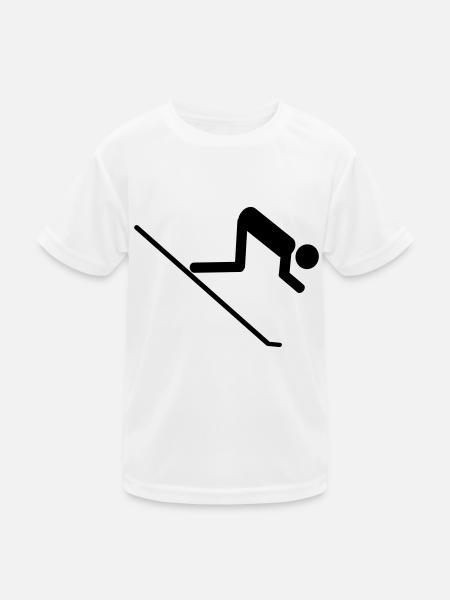 ski - Kinder Funktions-T-Shirt - Weiß - Vorne