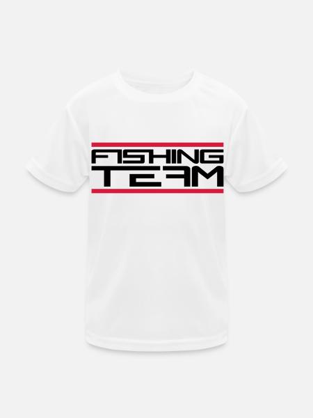 balken rot fishing team sport logo gefangen fisch - Kinder Funktions-T-Shirt - Weiß - Vorne