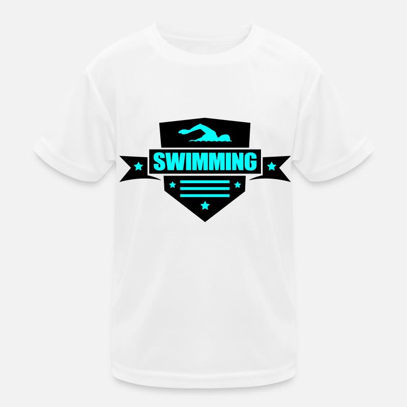 Swimming - Kinder Funktions-T-Shirt - Weiß