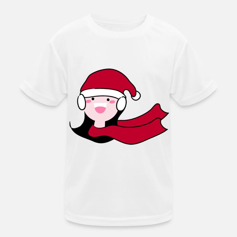 Fille heureuse dans le chapeau de Père Noël T-shirt sport Enfant