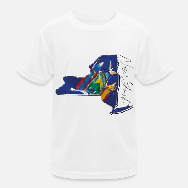New York (USA) | echte Flagge | Flag Map Script Kinder Funktions-T-Shirt