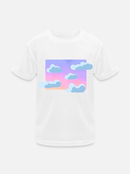 Pastell Wolkenhimmel - Kinder Funktions-T-Shirt - Weiß - Vorne