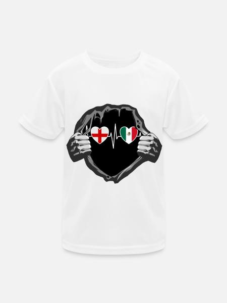 England und Mexiko Mexikanische Fahne Flaggen - Kinder Funktions-T-Shirt - Weiß - Vorne