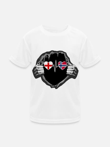 England und Norwegen Norwegische Fahne Flaggen - Kinder Funktions-T-Shirt - Weiß - Vorne