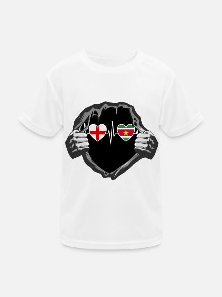 England und Suriname Surinamische Fahne Flaggen - Kinder Funktions-T-Shirt - Weiß - Vorne
