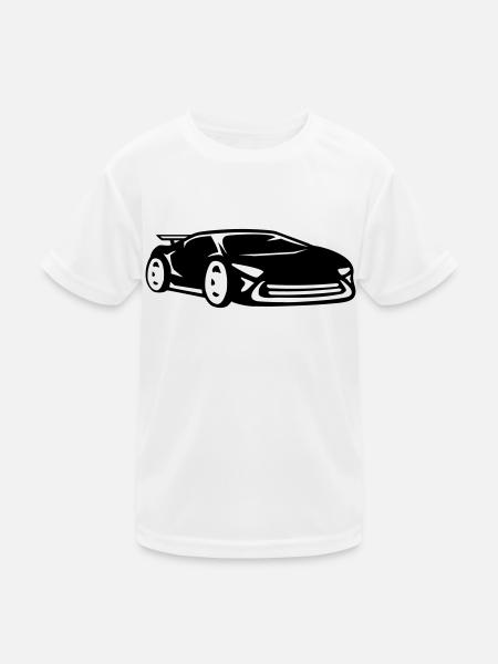 Rennauto Sportwagen Rennwagen Cool - Kinder Funktions-T-Shirt - Weiß - Vorne