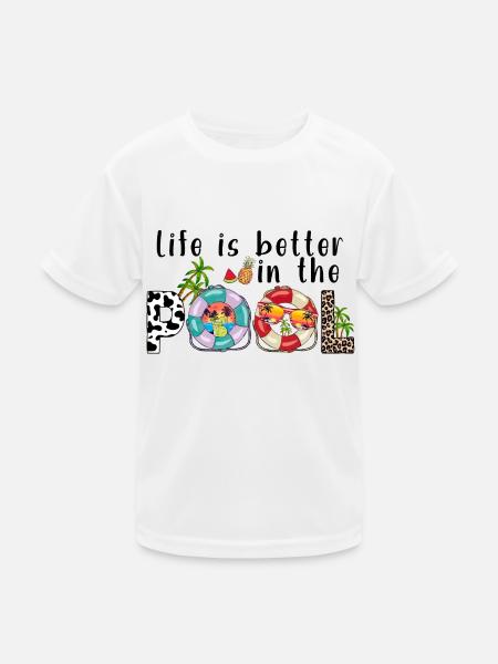 sommer see natur flora kunst pool meer strand liebe - Kinder Funktions-T-Shirt - Weiß - Vorne