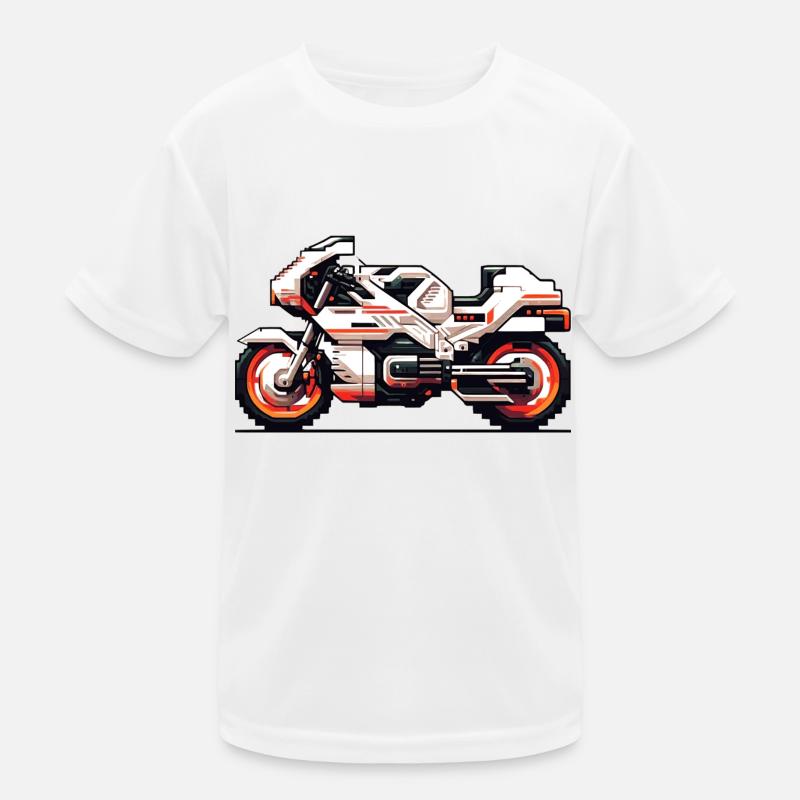 Motorcycle racing machine as 8 bit vector Kids Functional T-Shirt