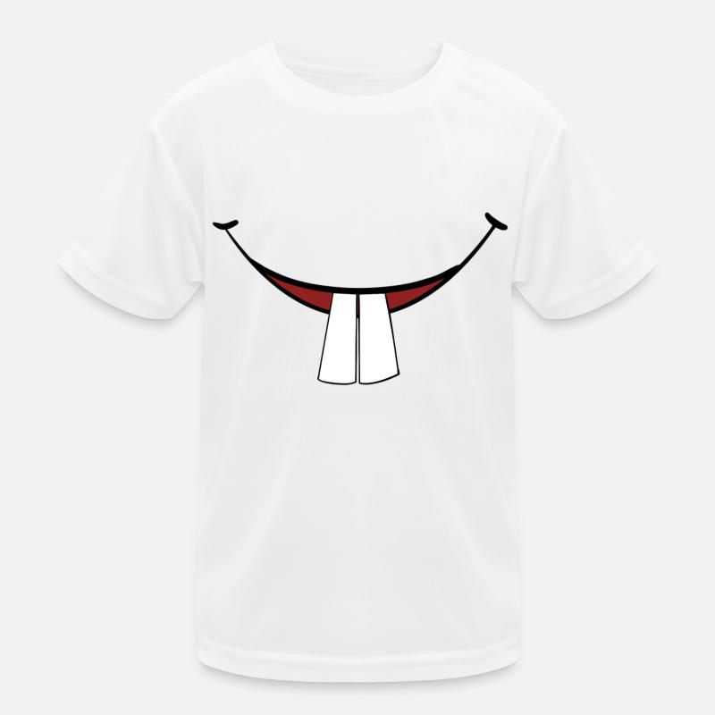 Funny smile face mask with rabbit teeth Kids Functional T-Shirt