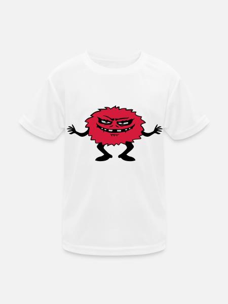 Gefährliches haariges Comic Monster - Kinder Funktions-T-Shirt - Weiß - Vorne