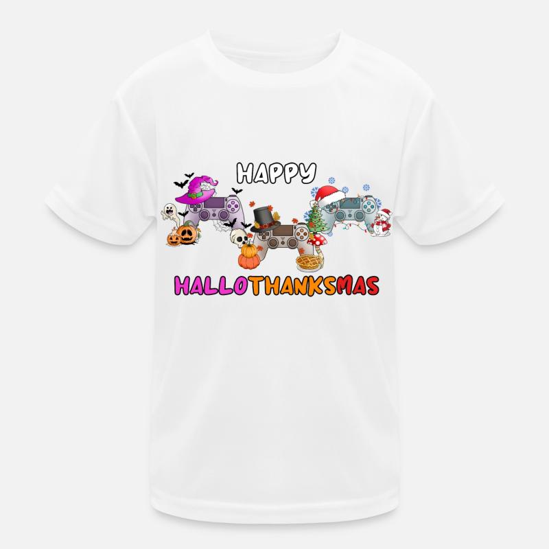 Happy Hallothankmas Game Controller Kids Functional T-Shirt