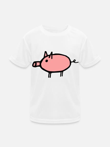 Pig - Kids Functional T-Shirt - white - Front