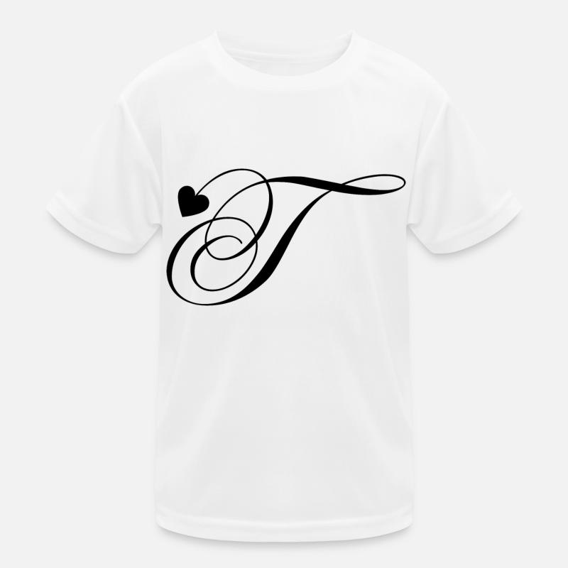 Buchstabe t Herz Kalligraphie Kinder Funktions-T-Shirt