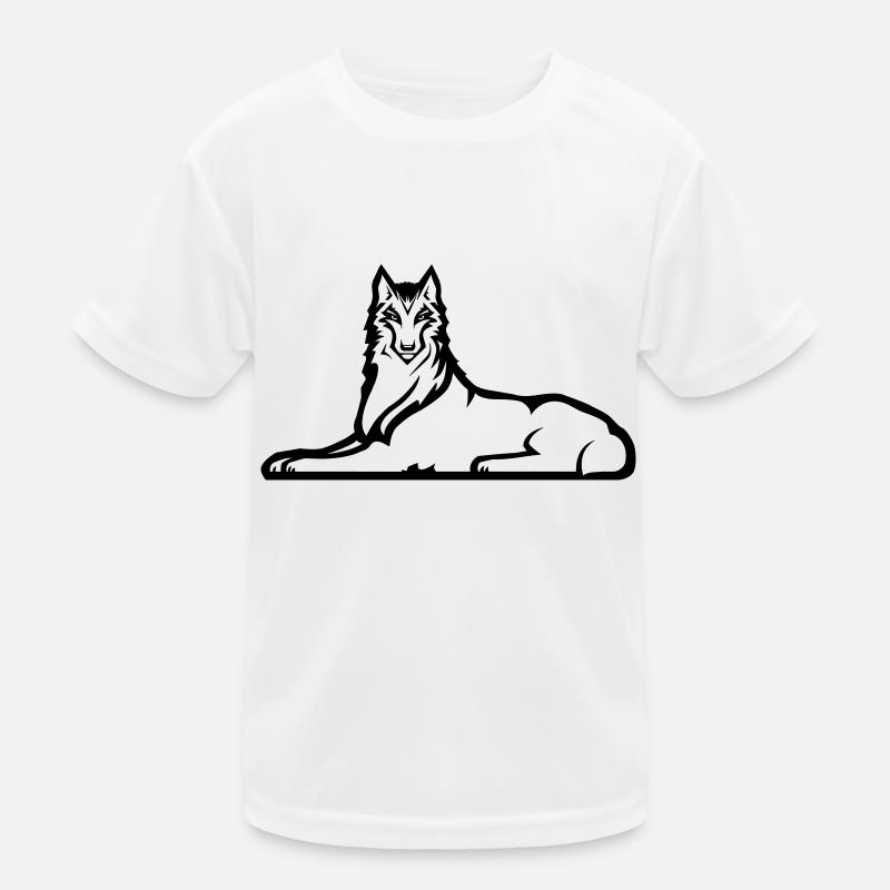 Einsamer tschetschenischer Wolf - eine schwarze Farbe Kinder Funktions-T-Shirt