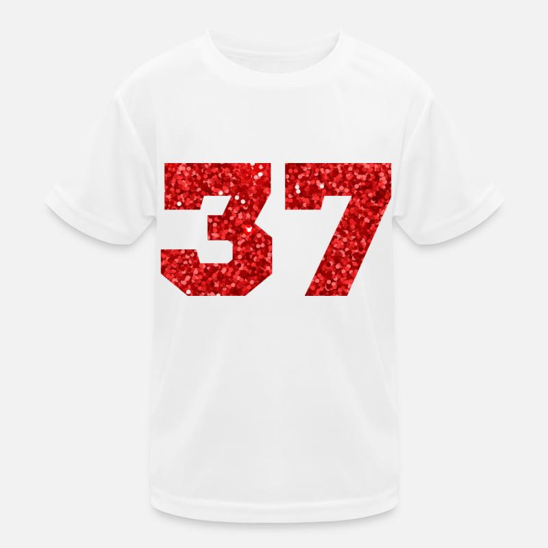 Number 37 Red Glitter - 37th Anniversary Kids Functional T-Shirt