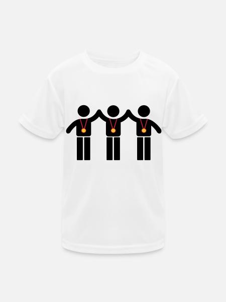 Medaille - Kinder Funktions-T-Shirt - Weiß - Vorne