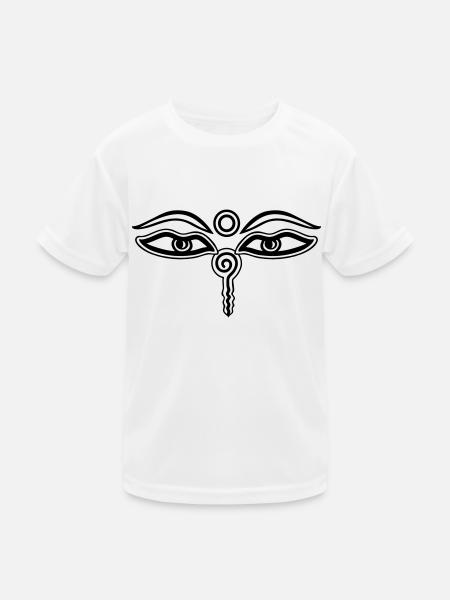 Buddha Augen, Meditation, Drittes Auge, Buddhismus - Kinder Funktions-T-Shirt - Weiß